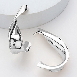 Oversized Abstract Metal Teardrop Hoop Earrings