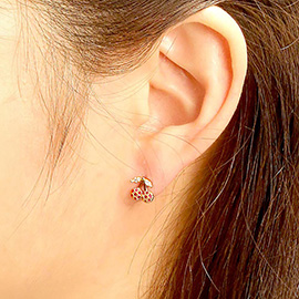 14K Gold Dipped CZ Stone Pointed Rosie Cherry Hypoallergenic Stud Earrings