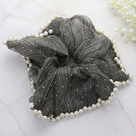 Pearl Embellished Mesh Scrunchie Hairband