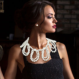 Pearl Beaded Collar Bib Necklace