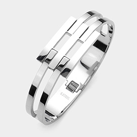 Stainless Steel Abstract Hinged Bangle Bracelet