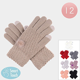 12Pairs - Pom Pointed Smart Touch Gloves