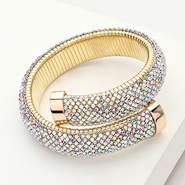 Rhinestone Paved Adjustable Bangle Bracelet