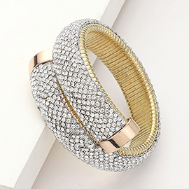 Rhinestone Paved Adjustable Bangle Bracelet