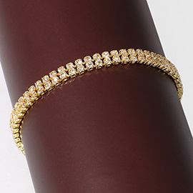 Double Row CZ Stone Tennis Chain Evening Bracelet