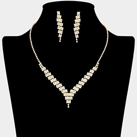 Rhinestone Paved V Shaped Necklace