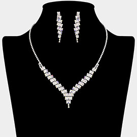 Rhinestone Paved V Shaped Necklace