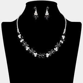 Marquise Round Stone Cluster Embellished Rhinestone Paved Necklace