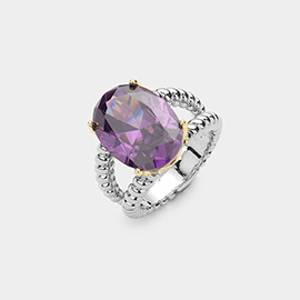 Oval CZ Stone Cushion Ring