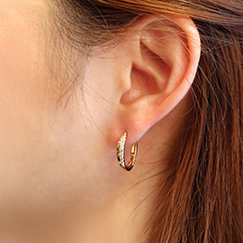 14K Gold Dipped Bling Dual Huggie Hoop Earrings