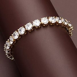 Round CZ Stone Cushion Tennis Bracelet