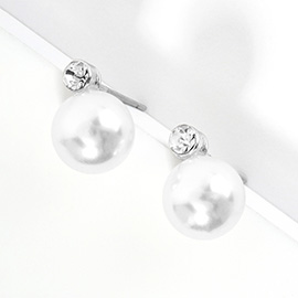 Crystal Stone Pearl Stud Earrings