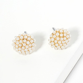 Pearl Cluster Stud Earrings