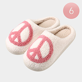 6Pairs- Peace Mark Printed Home Indoor Floor Slippers