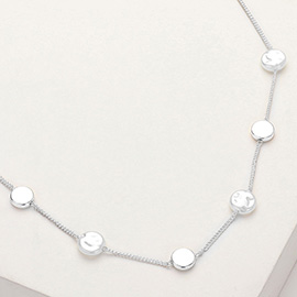 Pearl Metal Disc Station Choker Necklace