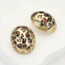 Leopard Printed Dome Earrings