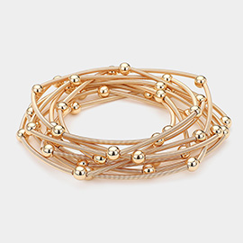 Metal Ball Station Stretch Multi Layered Bracelets