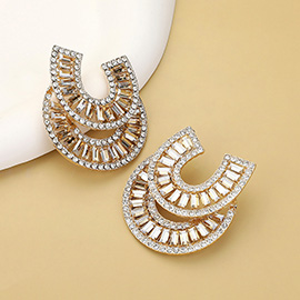 Stone Embellished Double Horseshoe Earrings