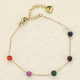 Stainless Steel Shamballa Ball Station Bracelet