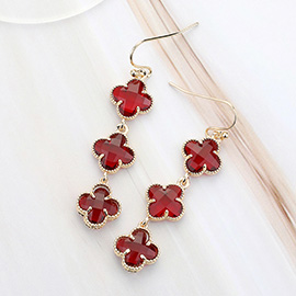 Quatrefoil Stone Cluster Dropdown Dangle Earrings