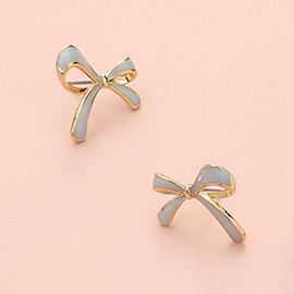 Enamel Bow Stud Earrings