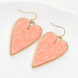 Druzy Heart Dangle Earrings