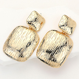 Oversized Textured Metal Rectangle Dangle Earrings