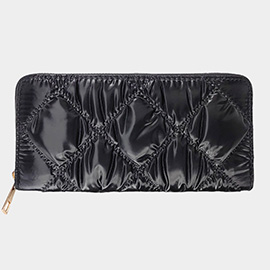 Shiny Faux Leather Padded Wallet with Wristlet