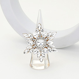 Round Marquise Stone Embellished Snowflake Stretch Ring