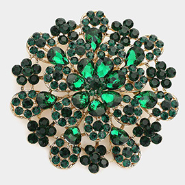 Oversized Flower Crystal Pave Pin Brooch