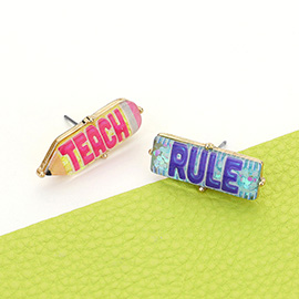 TEACH RULE Message Hypoallergenic Stud Earrings