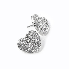 Rhinestone Crystal Pave Heart Stud Earrings