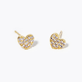 Gold Dipped CZ Stone Paved Stud Earrings