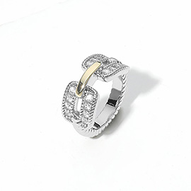 CZ Stone Paved Two Tone Ring