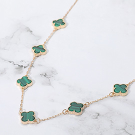 Quatrefoil Stone Station Necklace