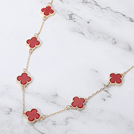 Quatrefoil Stone Station Necklace