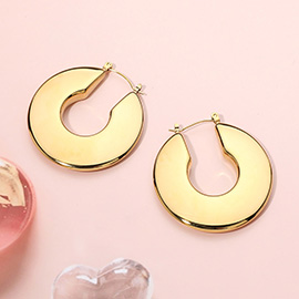 Stainless Steel Pin Catch Hoop Earrings