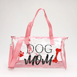 DOG MOM Message Printed Transparent Boston Bag / Crossbody Bag