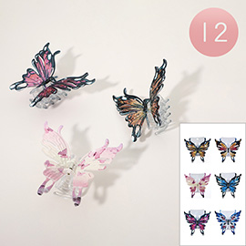 12PCS - Stone Embellished Butterfly Hair Claw Clips