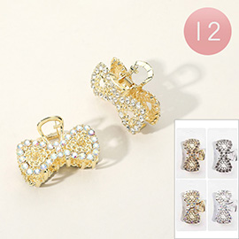 12PCS - Stone Paved Bow Hair Claw Clips