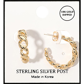 18K Gold Dipped Rope Hoop Earrings