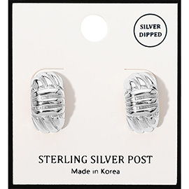 Silver Dipped Textured Mini Half Hoop Earrings