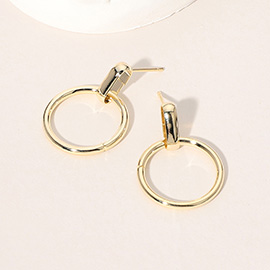 18K Gold Dipped Round Doorknocker Earrings