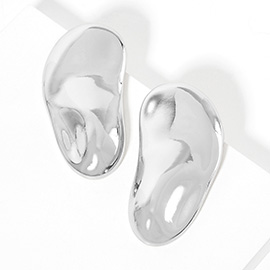 White Gold Dipped Abstract Metal Plate Earrings