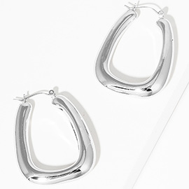 Chunky Metal Tube Pin Catch Hoop Earrings