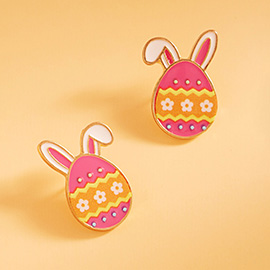 Enamel Easter Egg Rabbit Stud Earrings