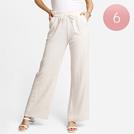 Elastic Waist Solid Wide Leg Pants