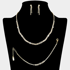 Round Stone Pointed Rhinestone Paved Jewelry Set