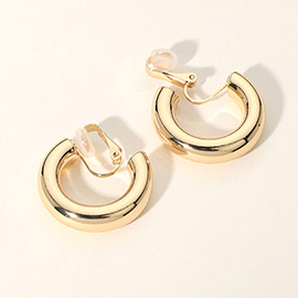 Puffy Metal Hoop Clip On Earrings