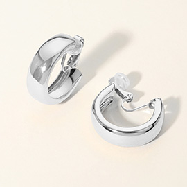 Flat Metal Hoop Clip On Earrings